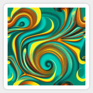 Abstract Turquoise and Gold Swirls Sticker